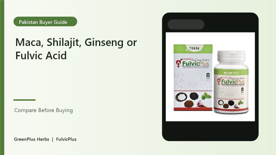 Maca shilajit ginseng or fulvic acid Pakistan buyer guide FulvicPlus creative