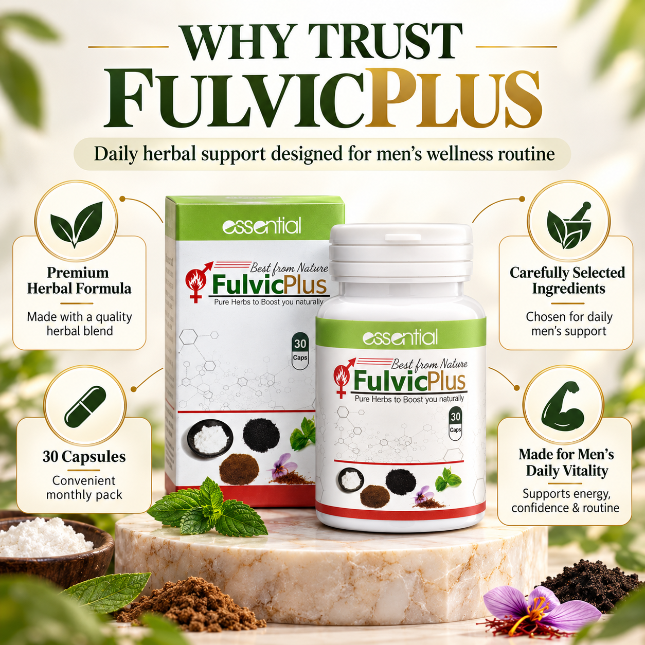 FulvicPlus Men's Capsules Price in Pakistan  Original Herbal Formula greenplusherbs